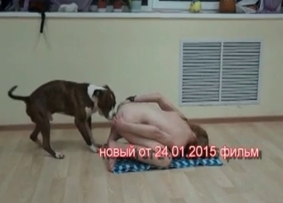 Lucky doggy is being presented with a striptease