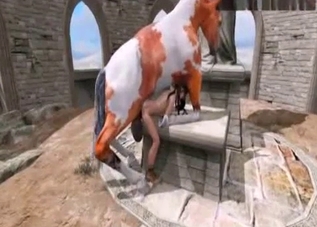 Extreme 3D sex with a gigantic stallion