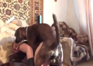 Hot puppy is enjoying a deep penetration