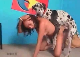 Latina model is pleasing her puppy