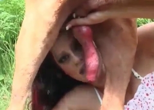 Nothing can stop her sucking her puppy's cock