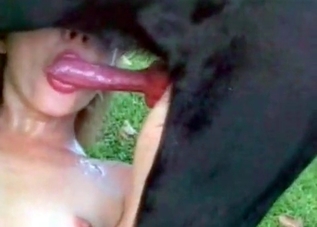 Trimmed cunt chick blows a pooch