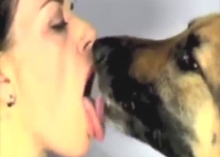 Fuck with dog's mouth, hot tongue action