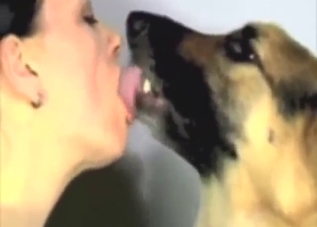 Fuck with dog's mouth, hot tongue action