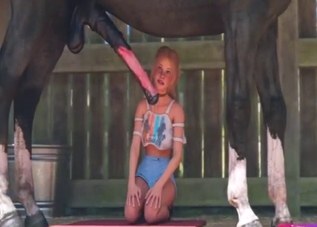 Bestiality sex with a good-looking blonde hottie